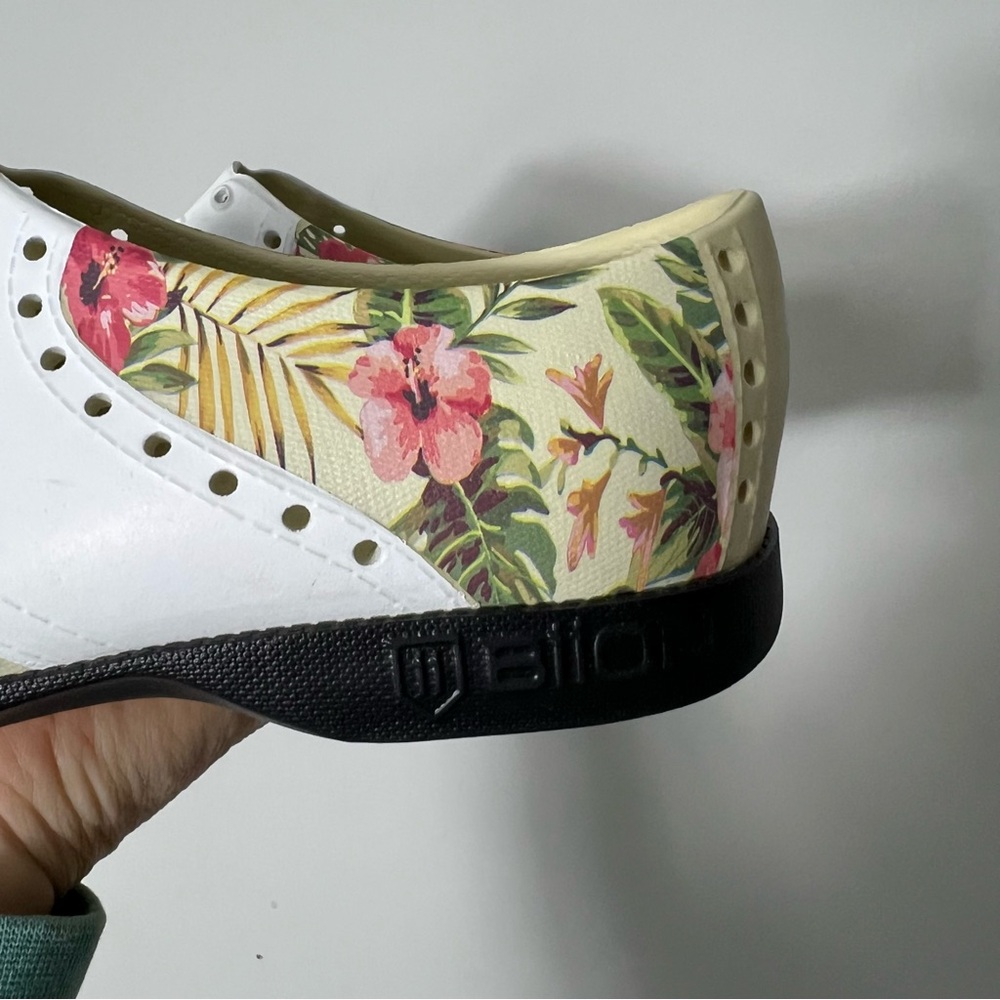 - Biion Spikekess Golf Saddle Shoes Floral Slip On - Picture 2 of 11